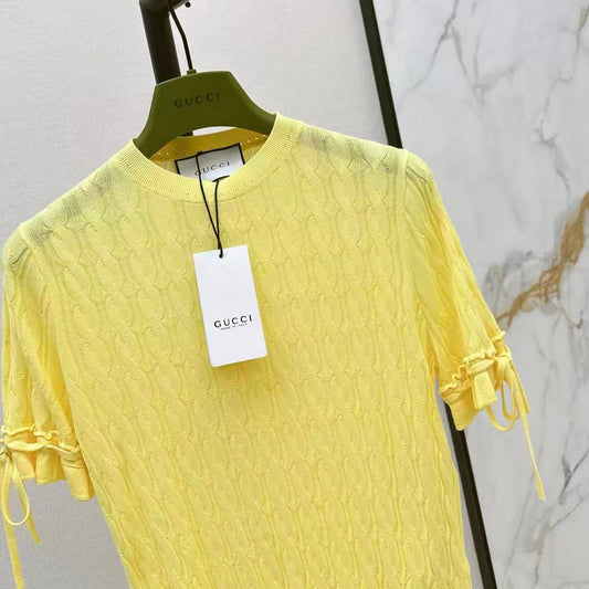 Cable Knit Short Sleeve Top