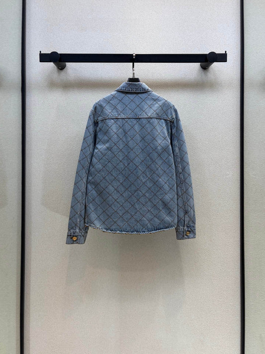 Diamond Stitch Denim Shirt Jacket