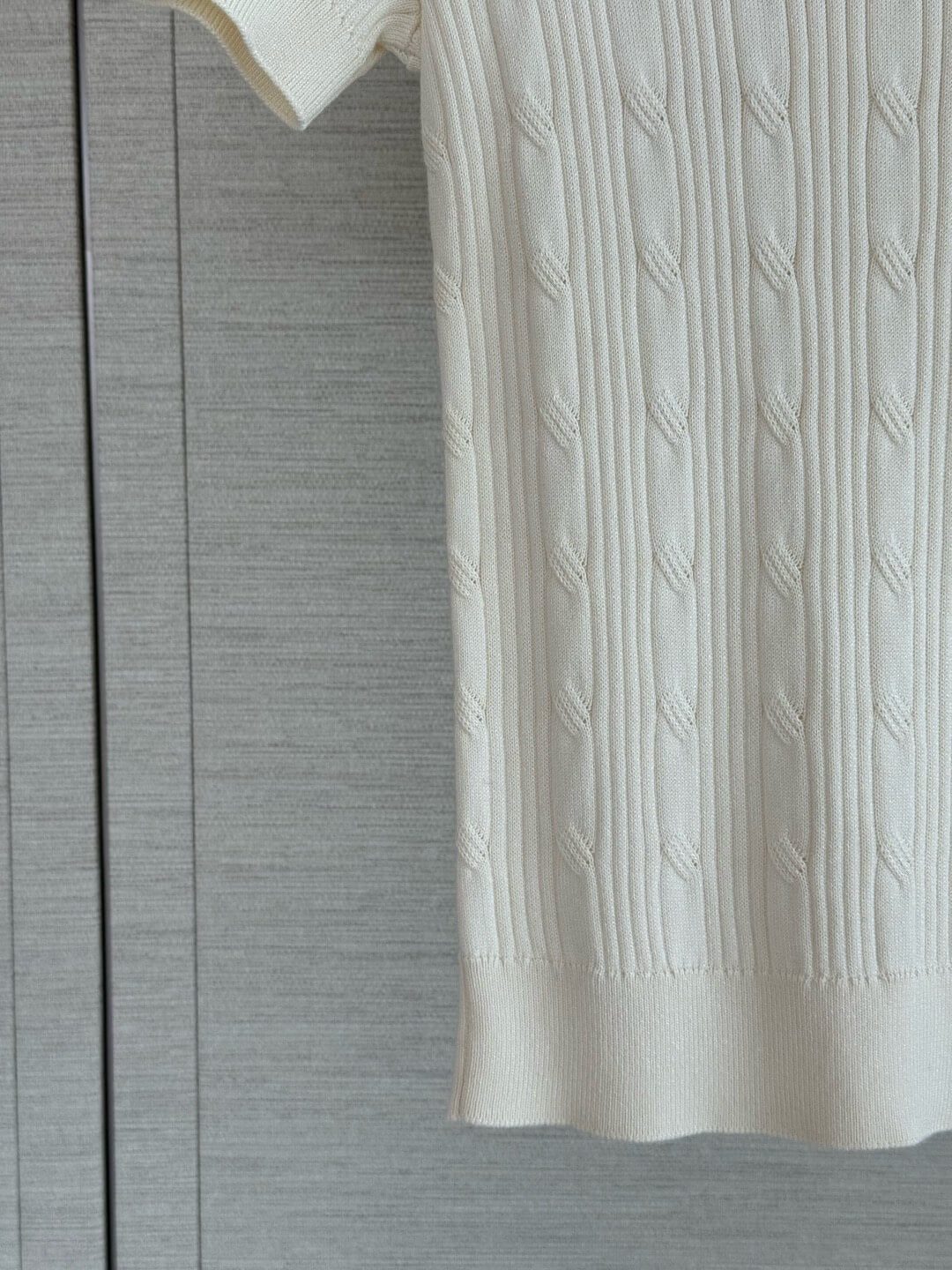 Contrast Collar Cable Knit Top