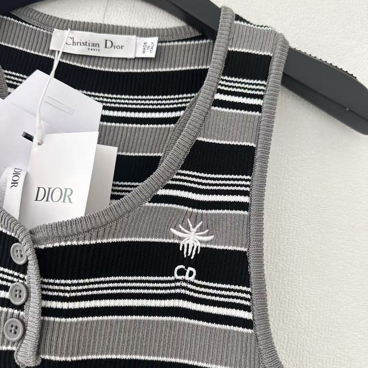 Striped Button Front Tank Top