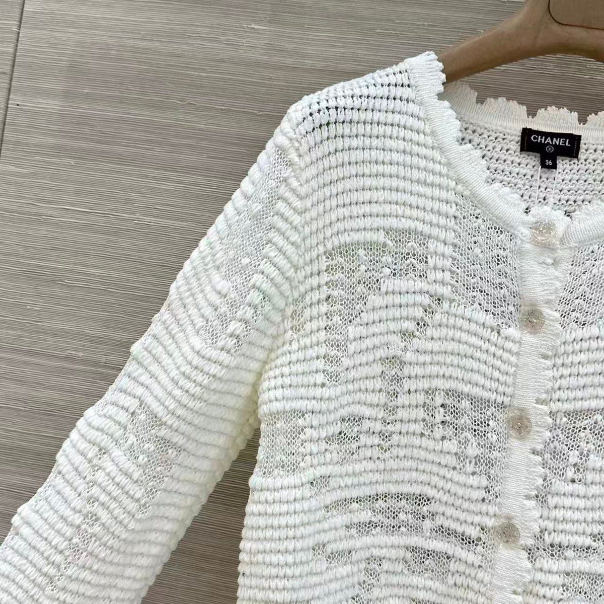 Openwork Jacquard Knit Cardigan