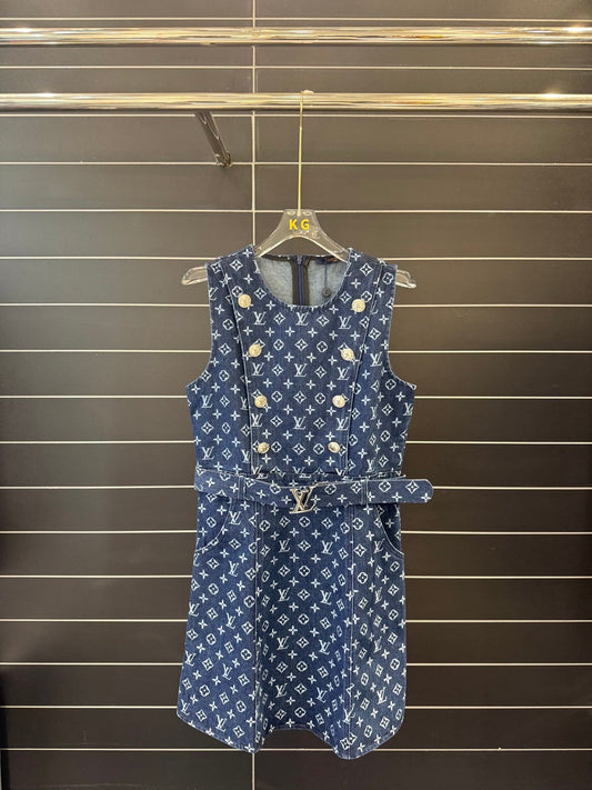 Metal Waistcoat Short Jean Dress