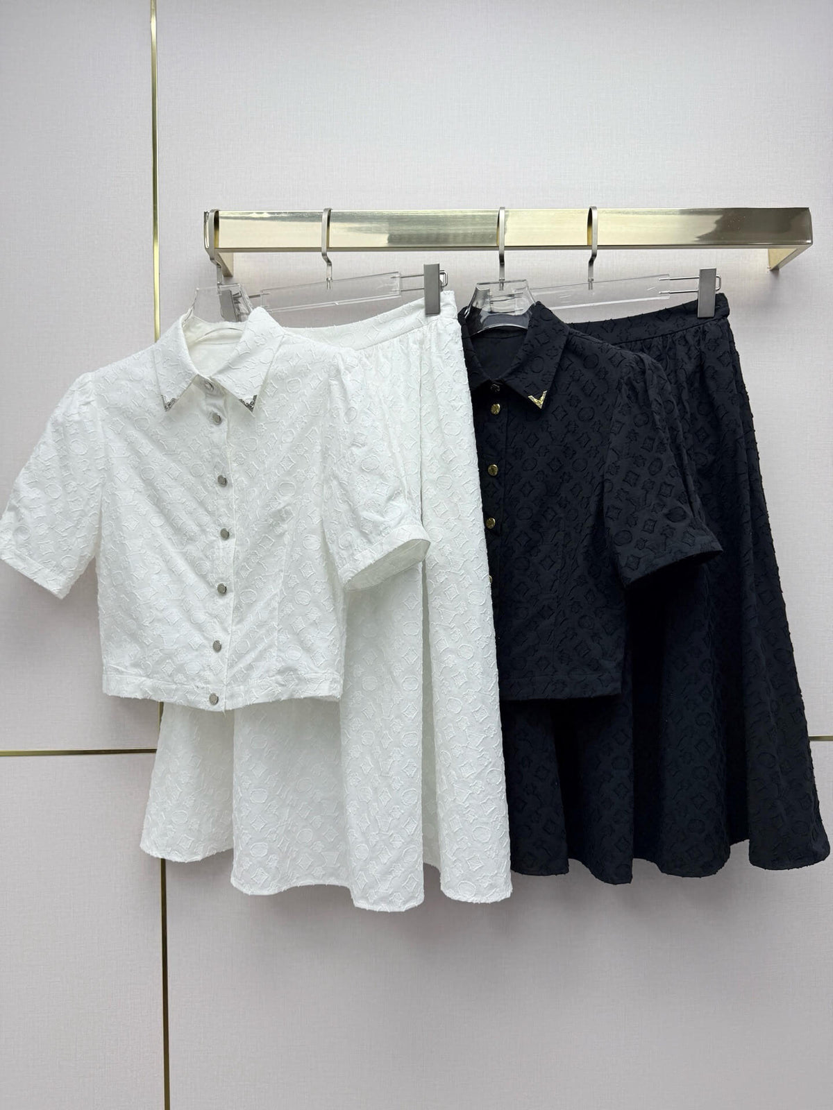 Jacquard Shirt Skirt Set