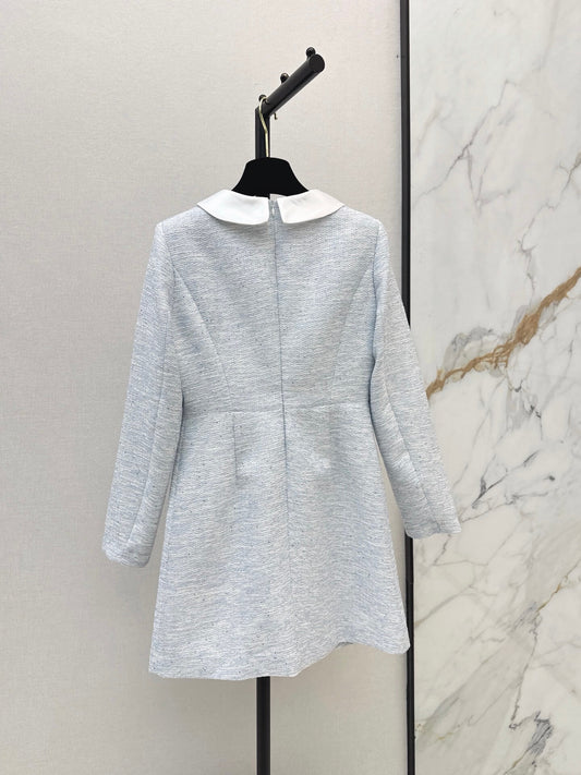 Contrast Collar Bow Pocket Mini Dress