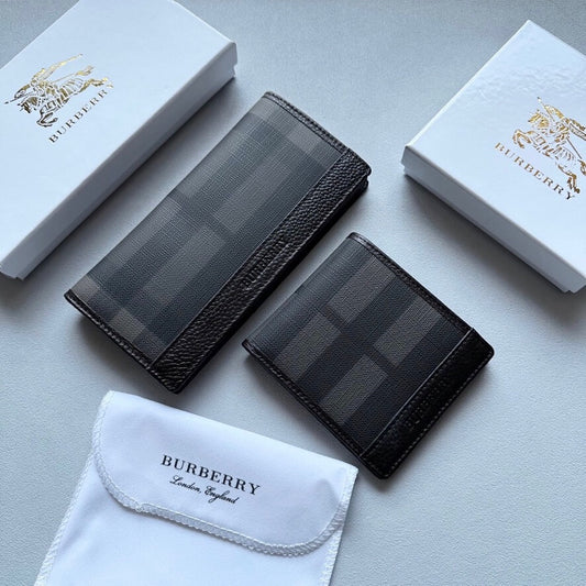Checkered Leather-Trimmed Wallet