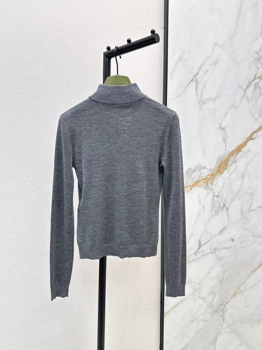 Minimal Gray Stand Collar Long Sleeve