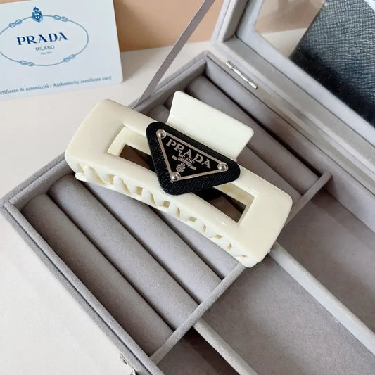 Cream White Square Hair Claw Clip