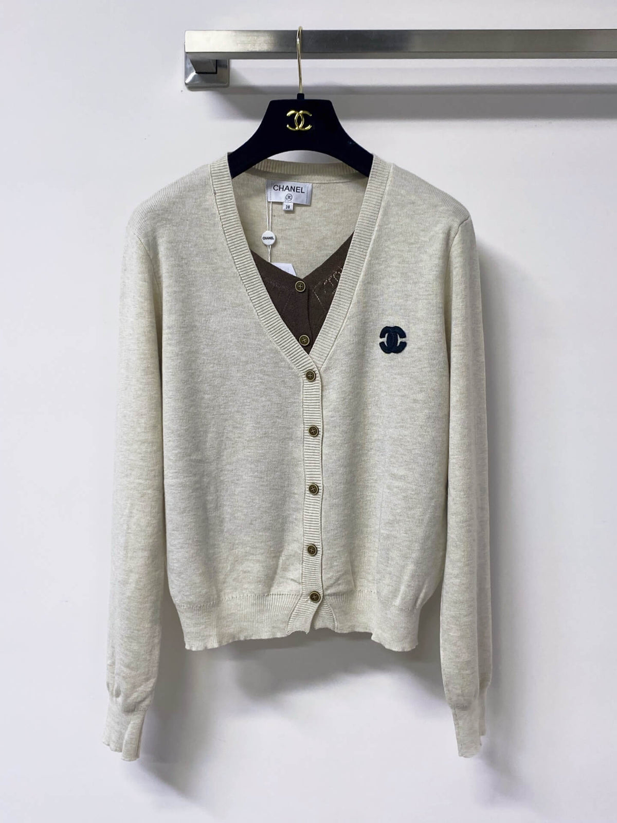 Contrast Fake Two Piece Cardigan