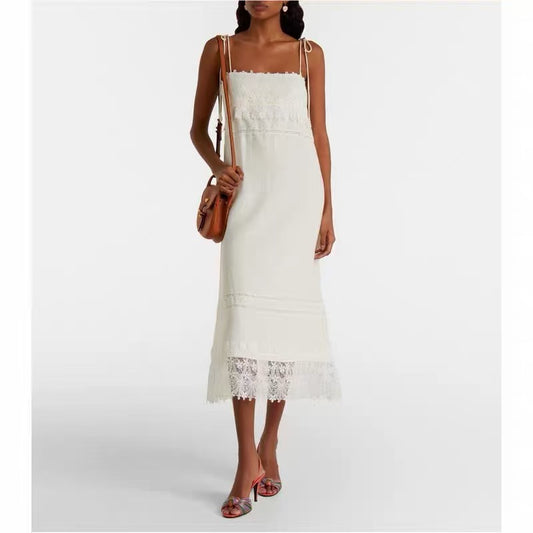 Cottagecore Lace Tie Strap Dress