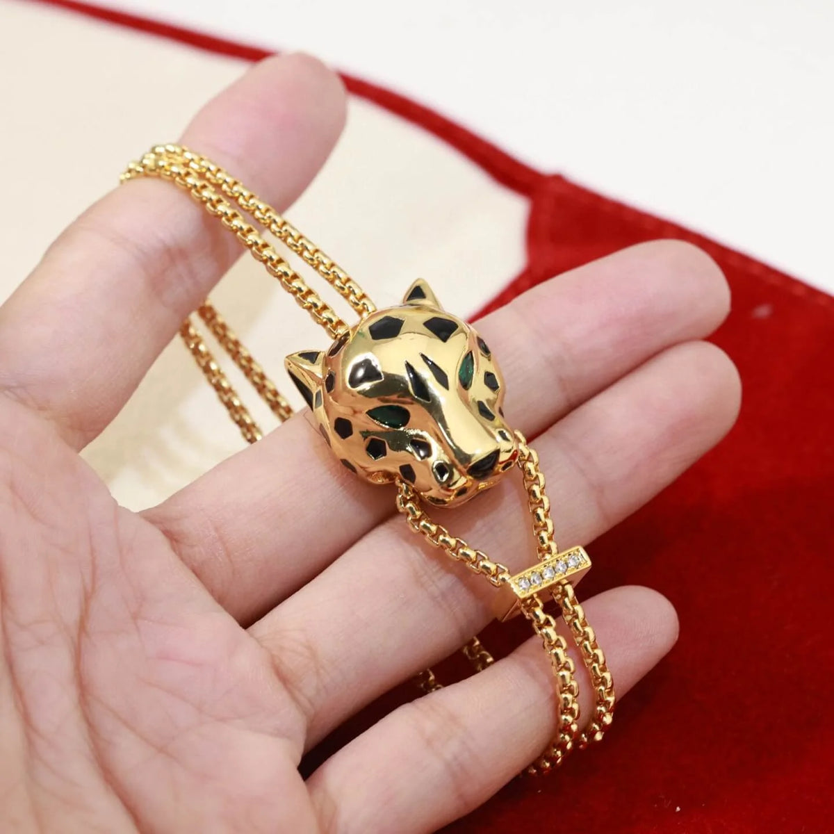 Classic Vintage Panther Head Double-Layer Bracelet