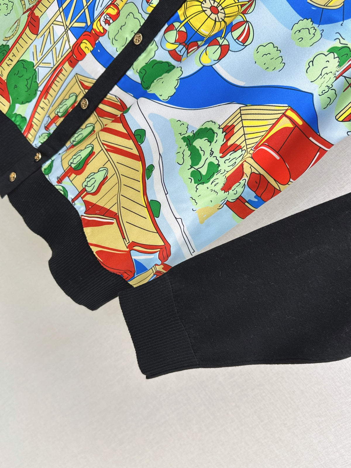 Ferris Wheel Print Spliced Cardigan
