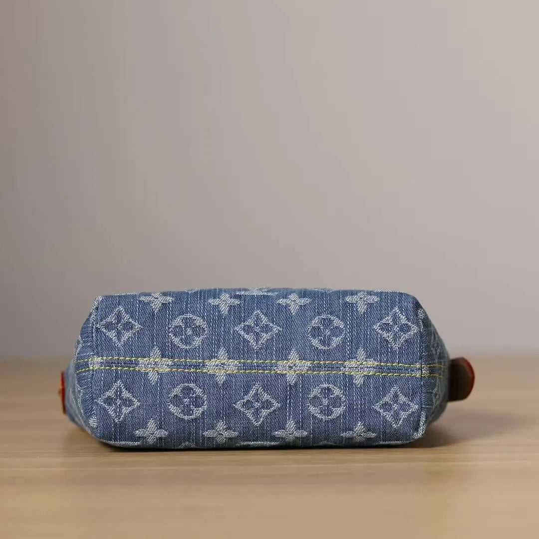 Chic Denim Print Clutch Shoulder Bag
