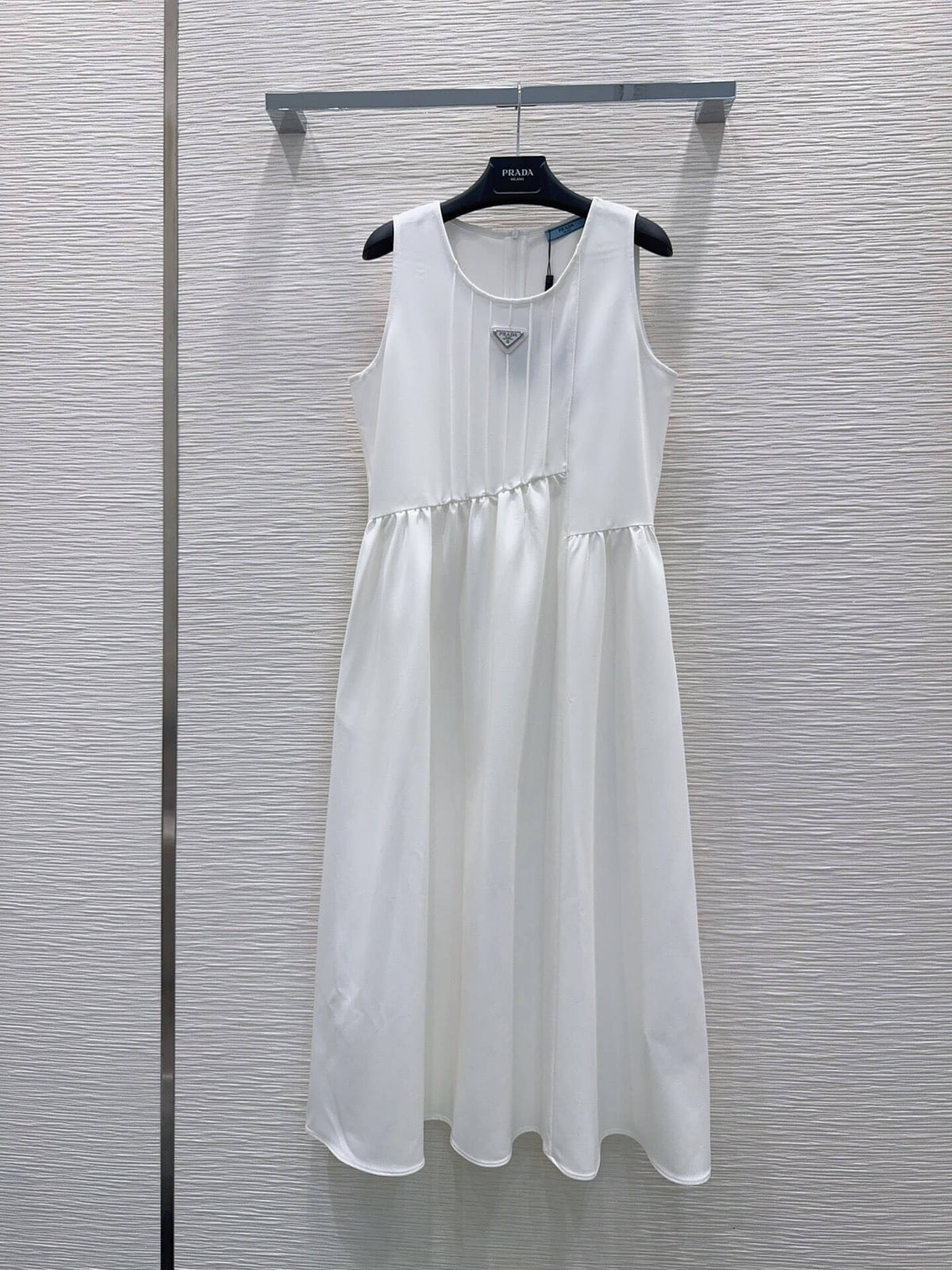 Triangle Badge Pleated Bust Tank Midi Dress