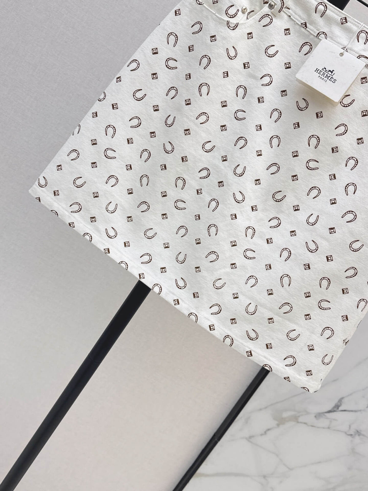 Horseshoe Print Denim Mini Skirt
