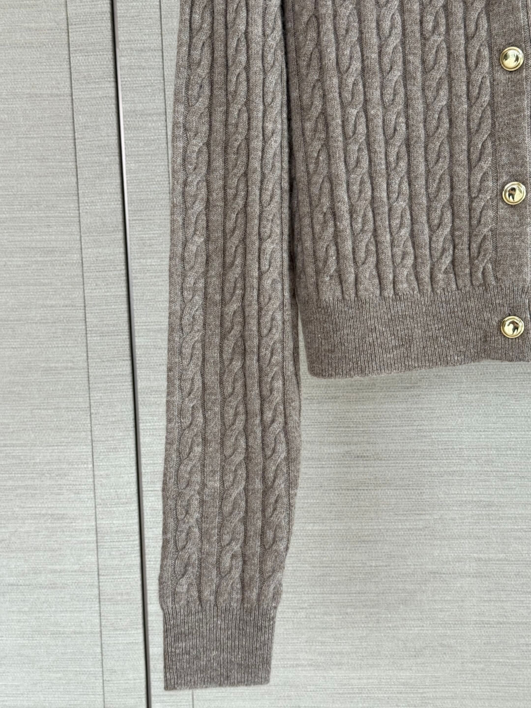 Cable Knit Denim Collar Cardigan