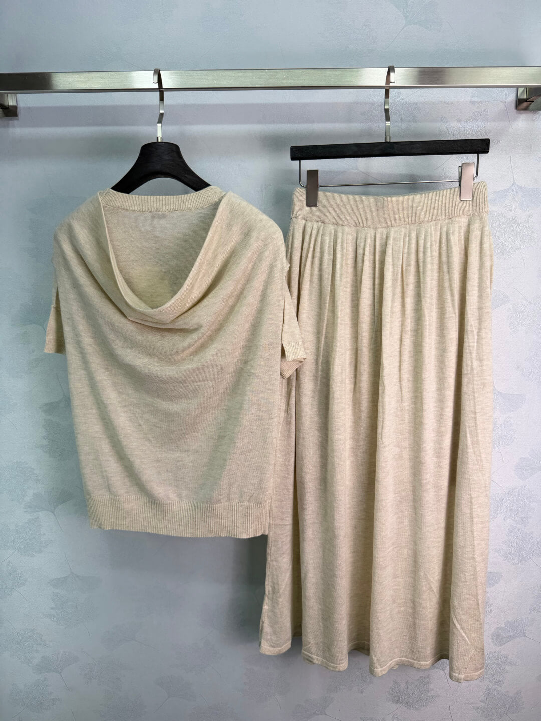 Tie Shawl Knit Two-Piece Set