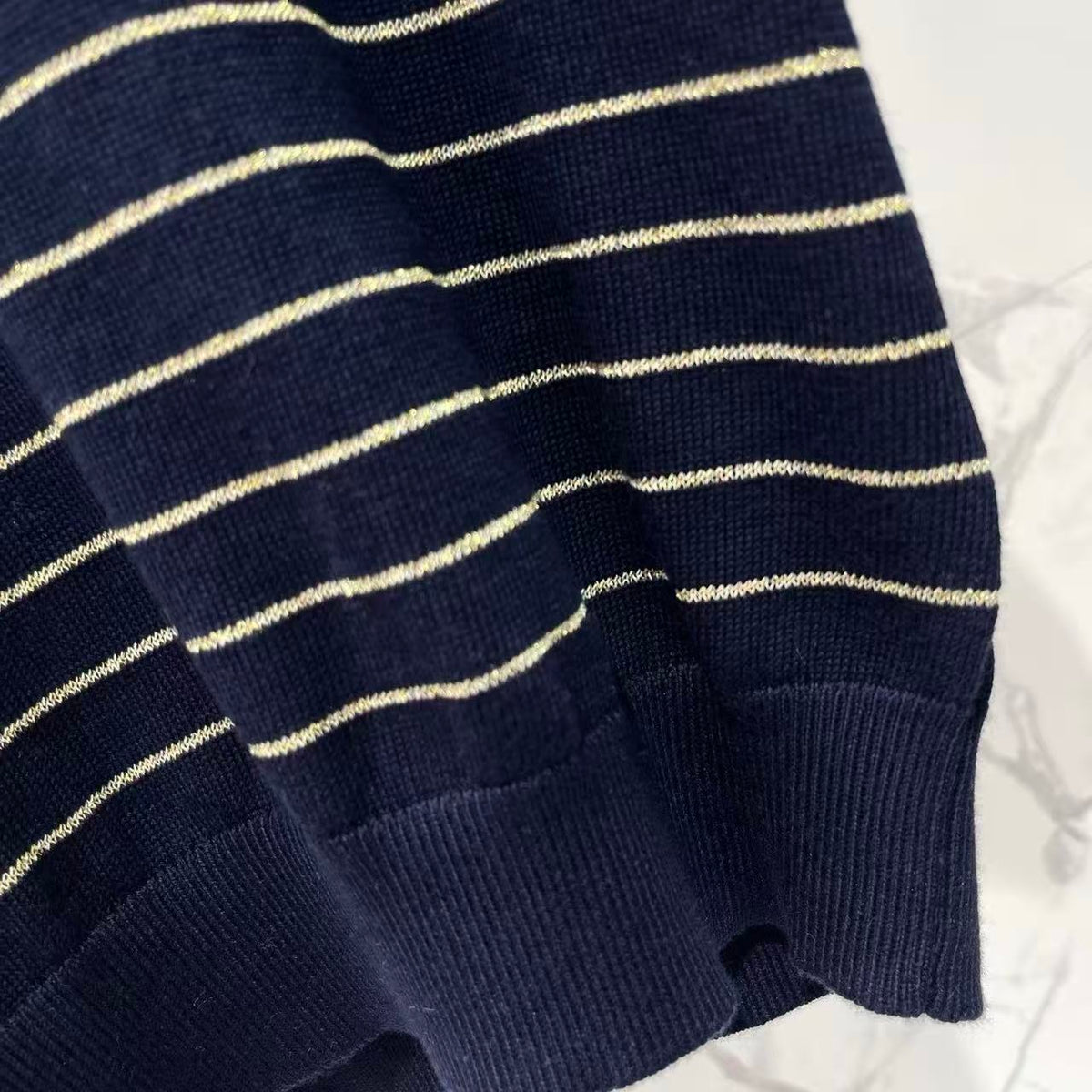 Color-Block Stripe Polo Knit Top