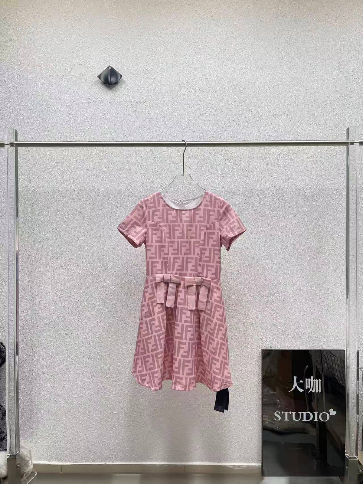 All Over Print Bow Waist Mini Dress