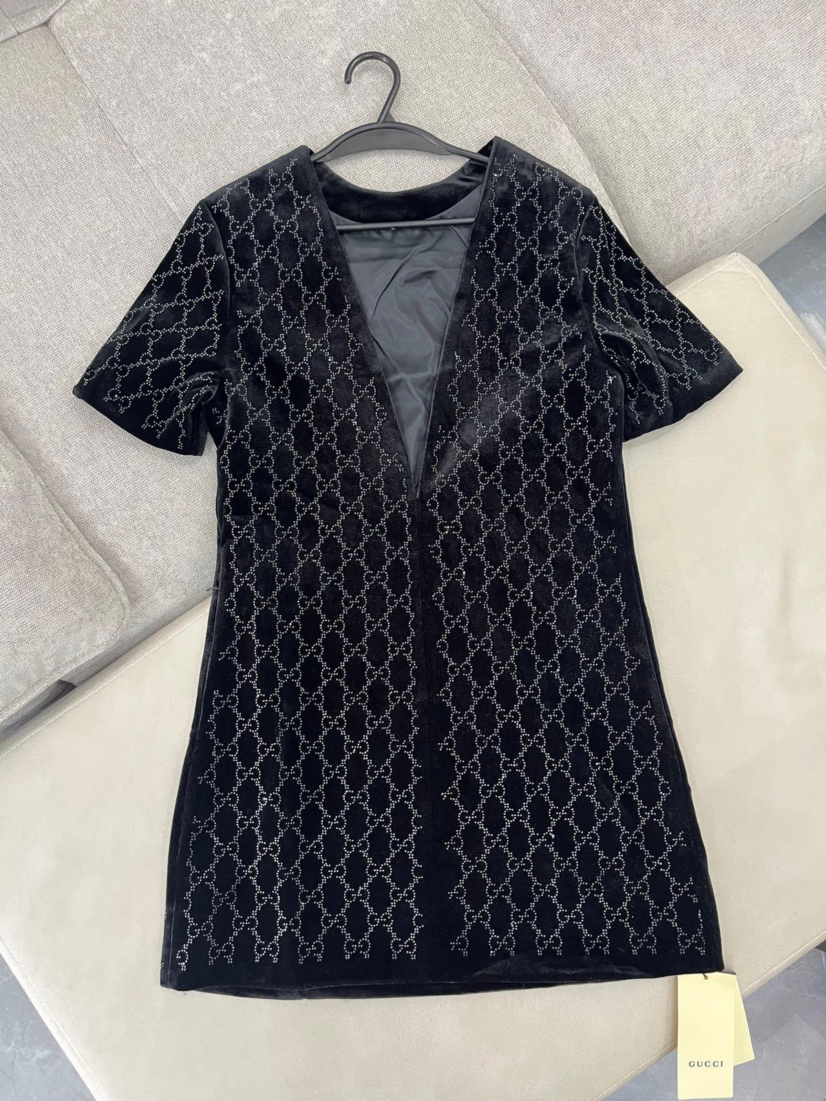 Rhinestone Velvet Mini Dress