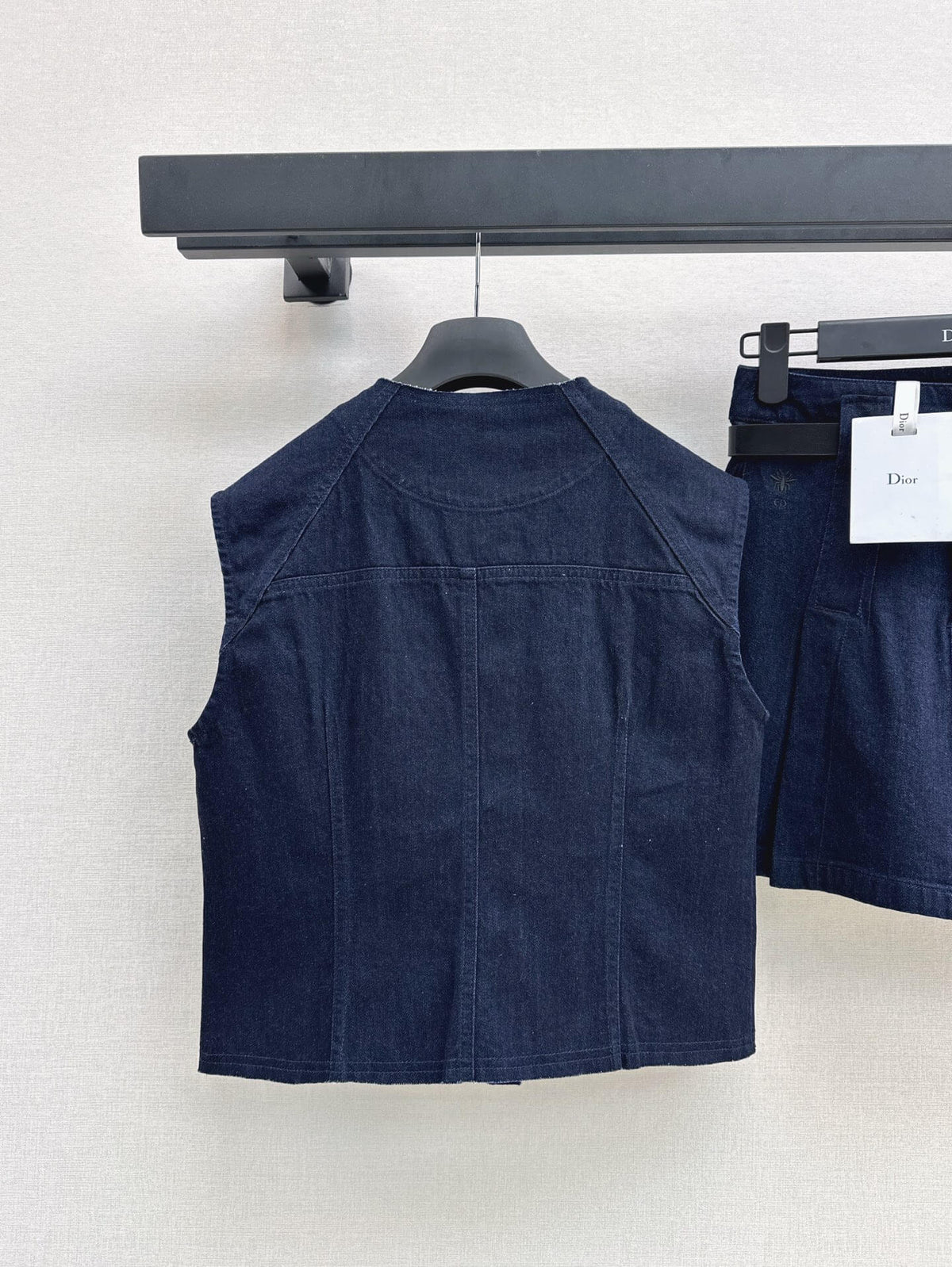 Dark Denim Vest Belted Skirt Set