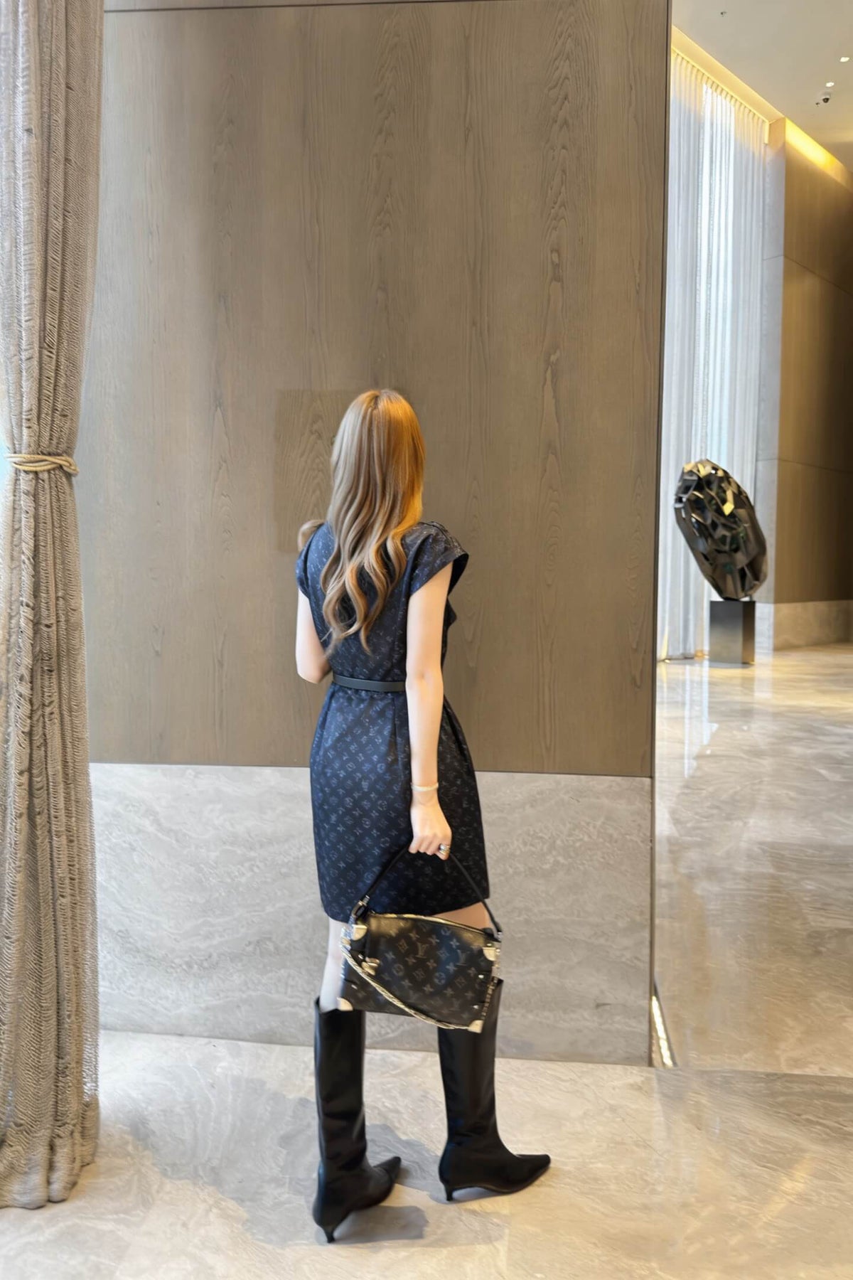 Waistband Logo Jacquard Shirt Dress