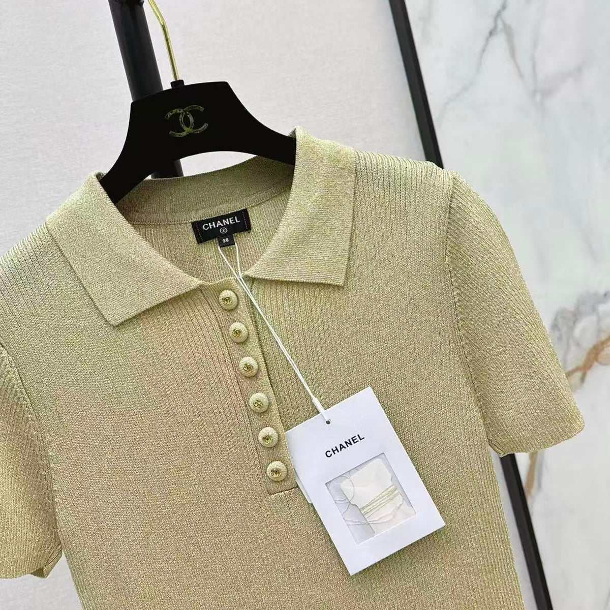 Elegant Metallic Yarn Short Sleeve
