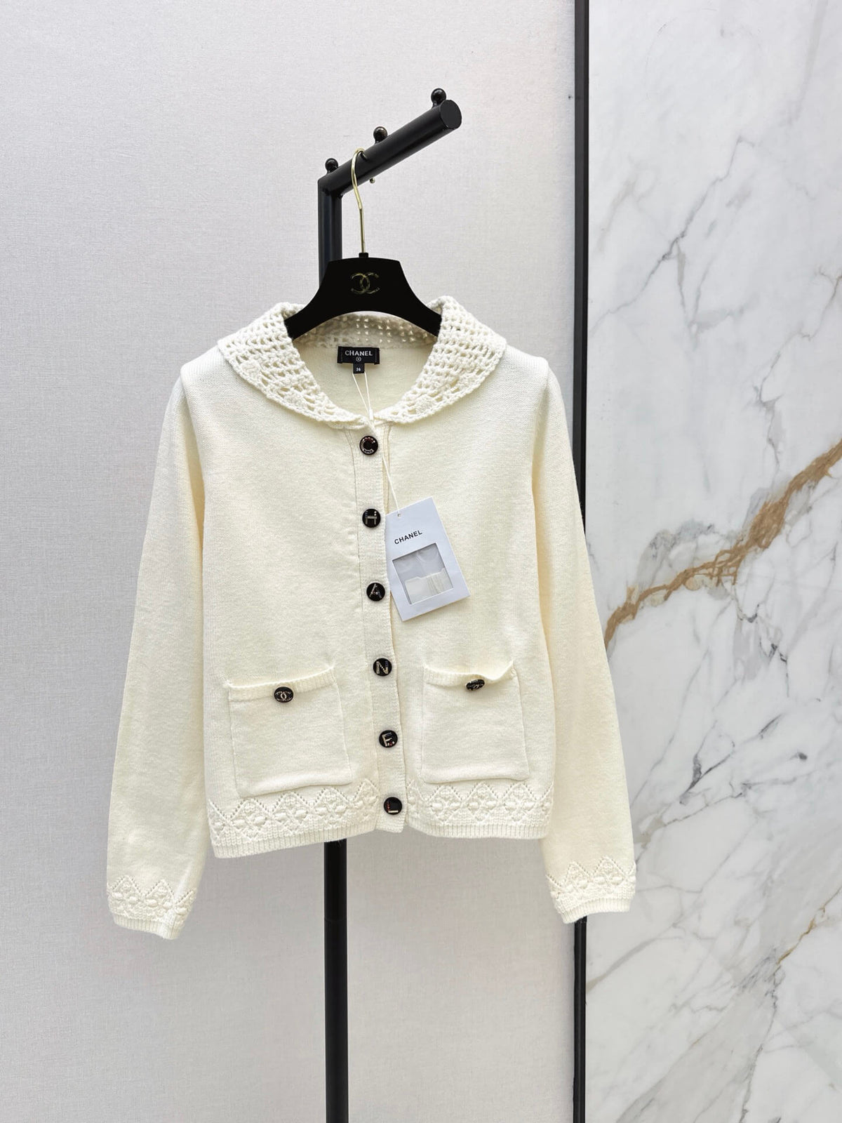 Crochet Collar Knit Cardigan