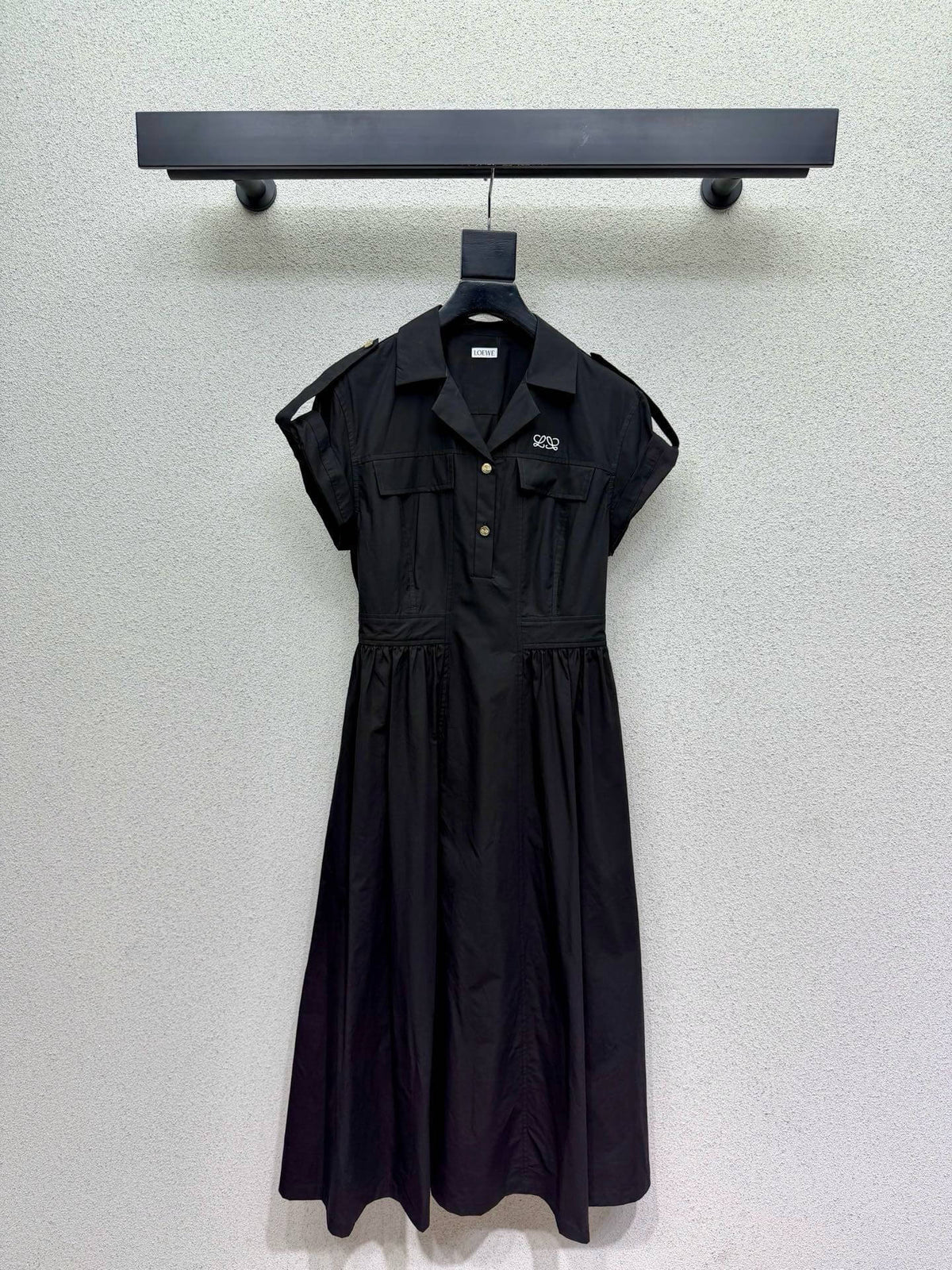 Anagram Embroidery Epaulet Midi Dress
