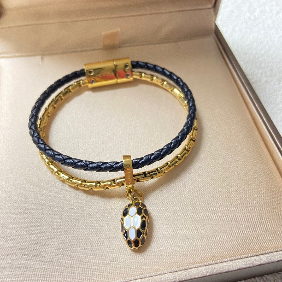 Trendy Snakehead Genuine Leather Braided Bracelet