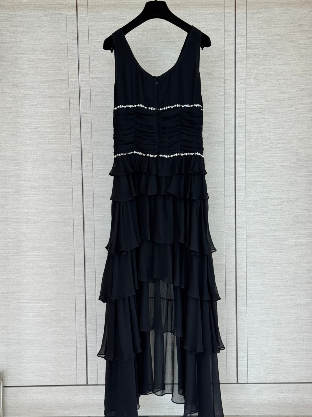 Rhinestone Ruched Tiered Dress