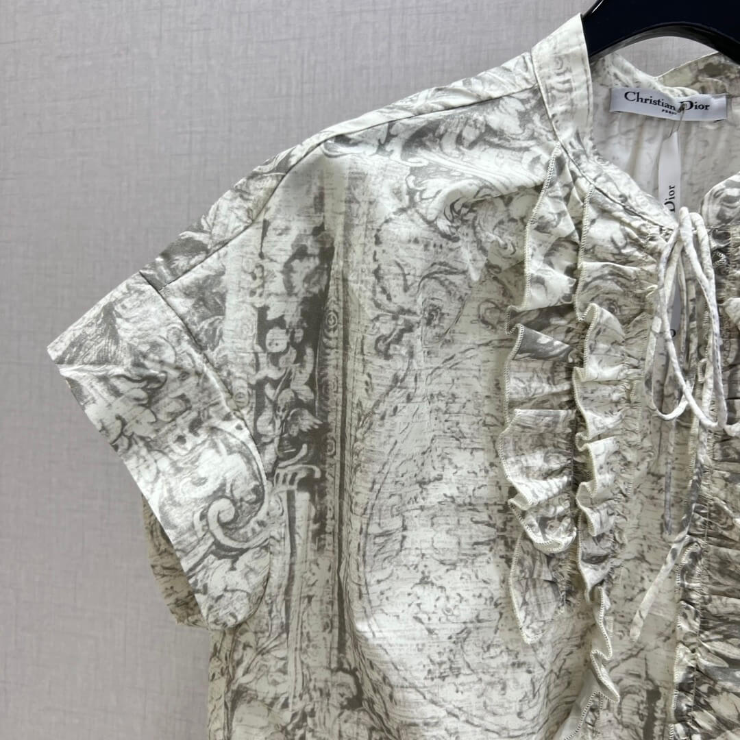 Vintage Botanical Stand Collar Shirt