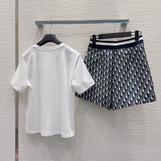 T-Shirt Silk Print Shorts Set