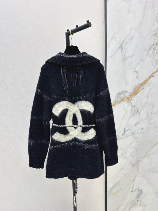 Lapel Mohair Mid-length Cardigan