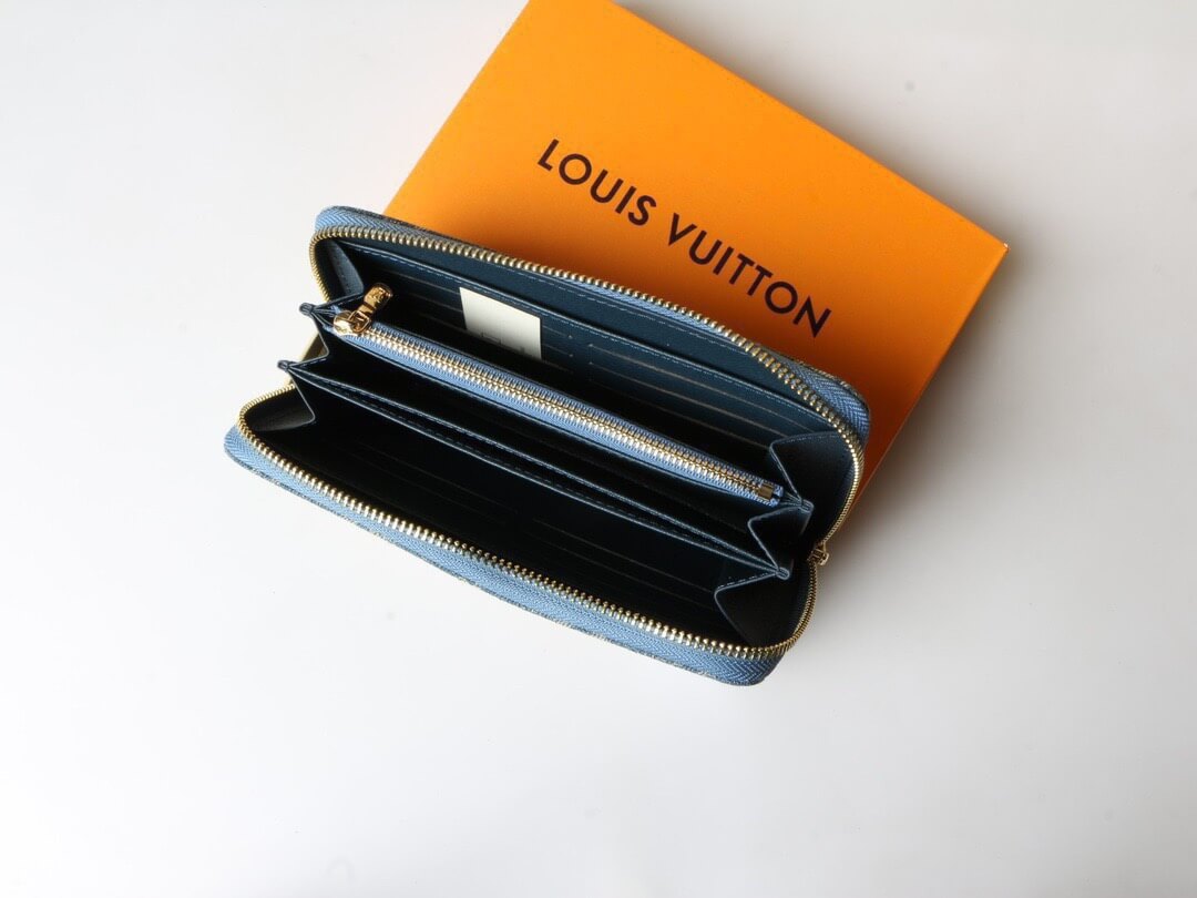 Denim All-Over Print Zip-Around Wallet