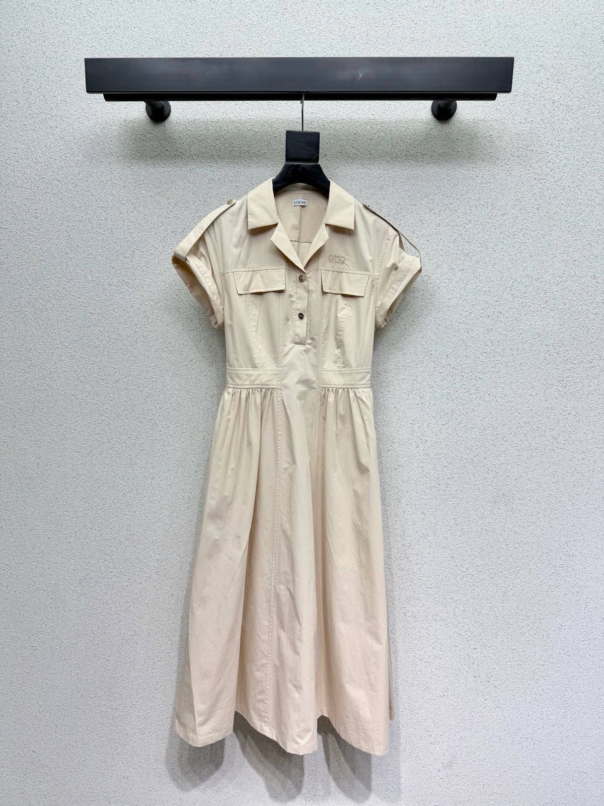 Anagram Embroidery Epaulet Midi Dress