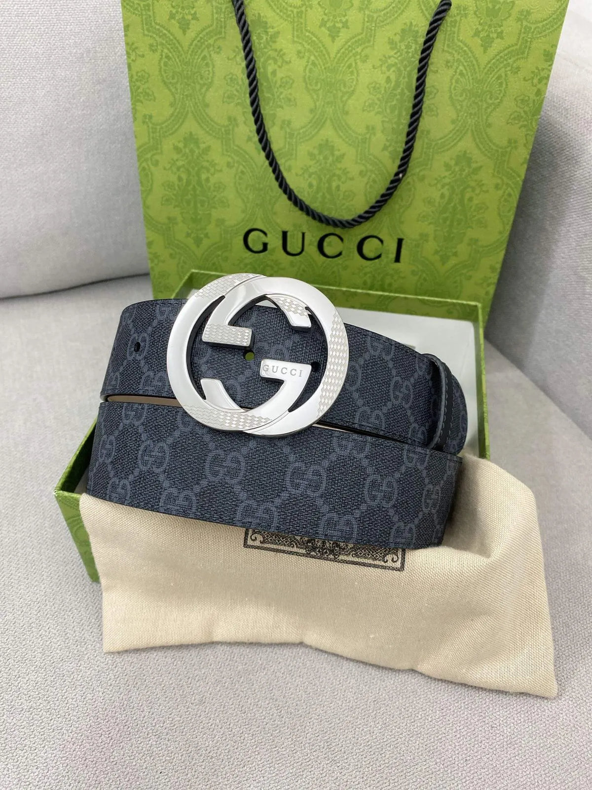 Trendy Monogram Webbing Belt with Metal Buckle