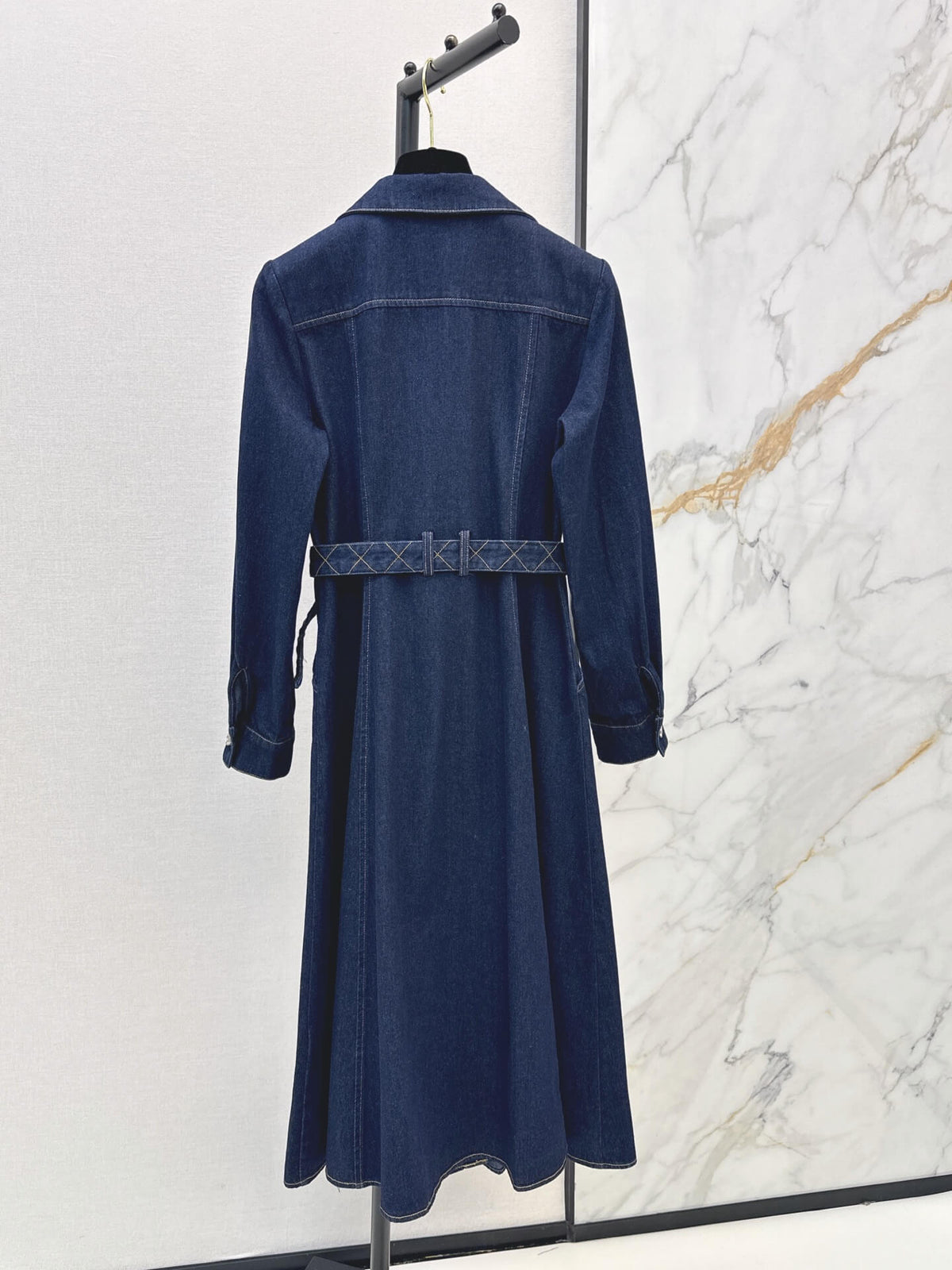 Collar Button Front Denim Shirt Dress