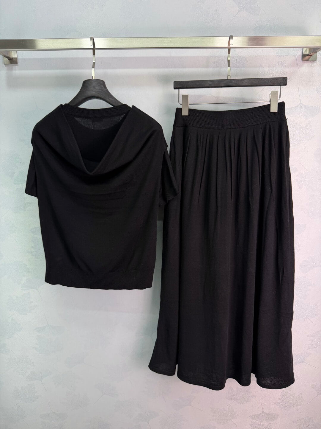 Tie Shawl Knit Two-Piece Set