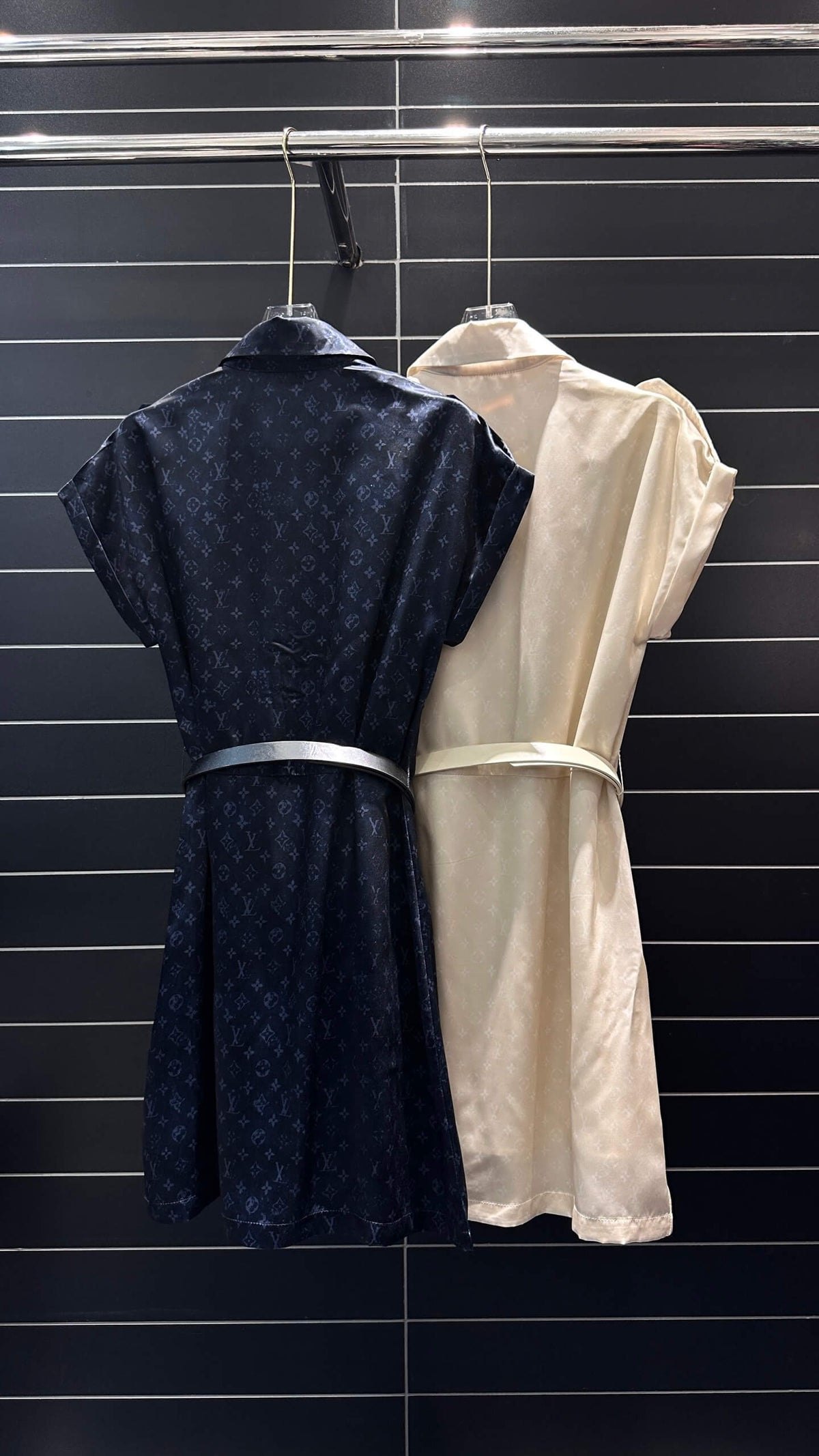 Waistband Logo Jacquard Shirt Dress