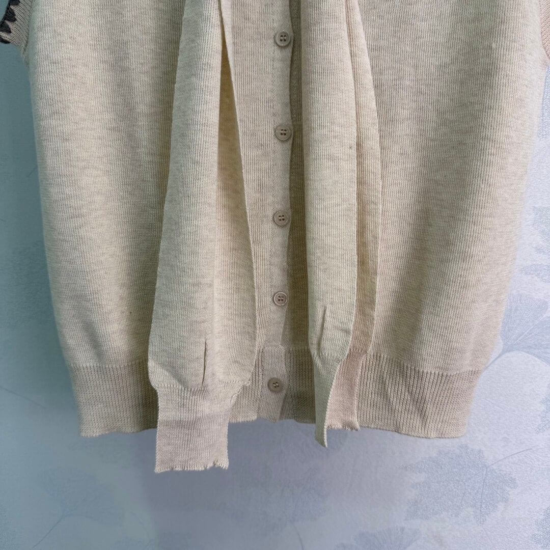 Tie Shawl Scallop Edge Knit Vest