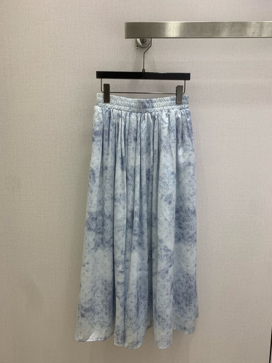 Watercolor Print Shirt Skirt Set