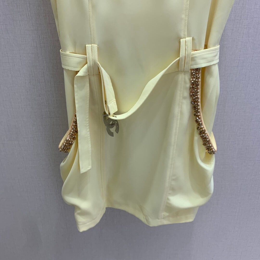 Pale Yellow Elegant Straight Dress