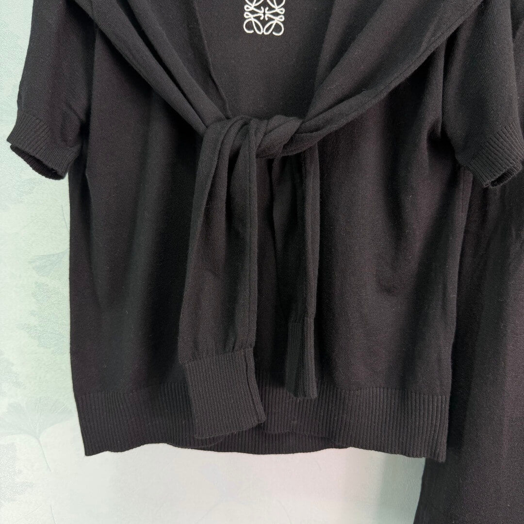 Tie Shawl Knit Two-Piece Set