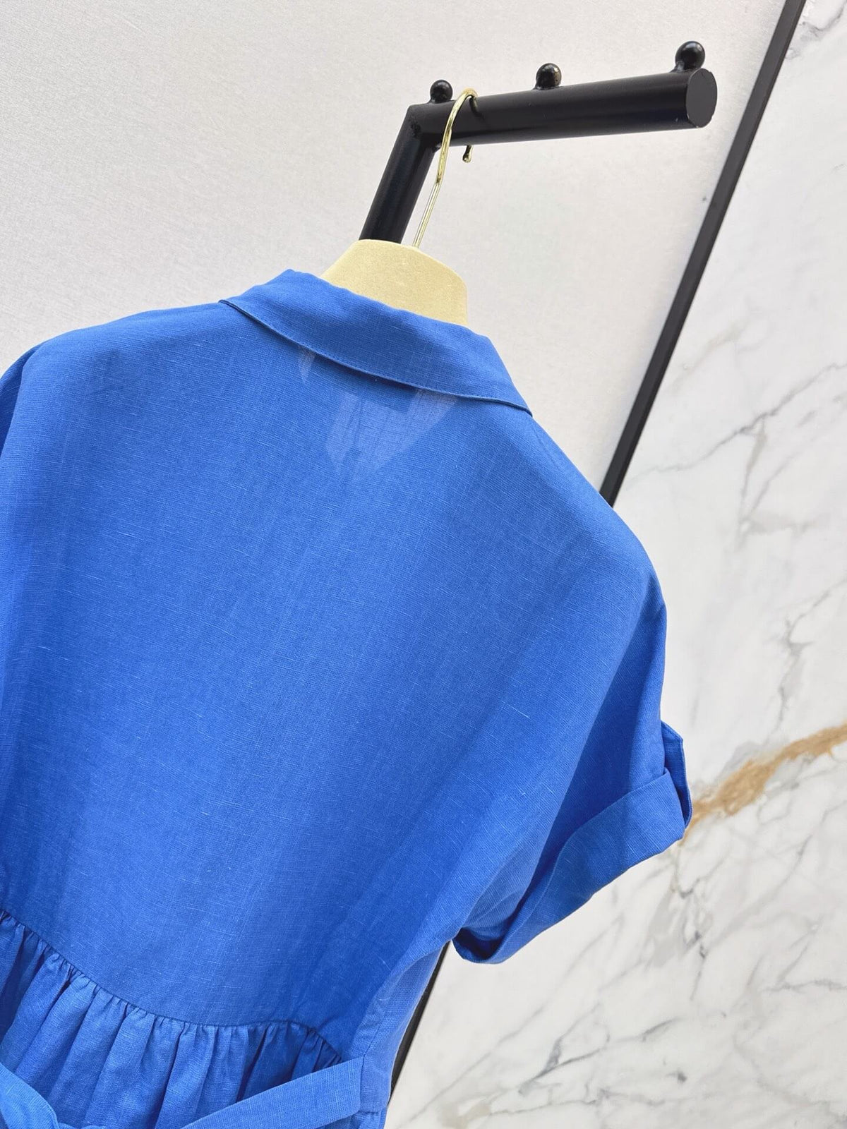 Pocket Detail Linen Shirt Mini Dress