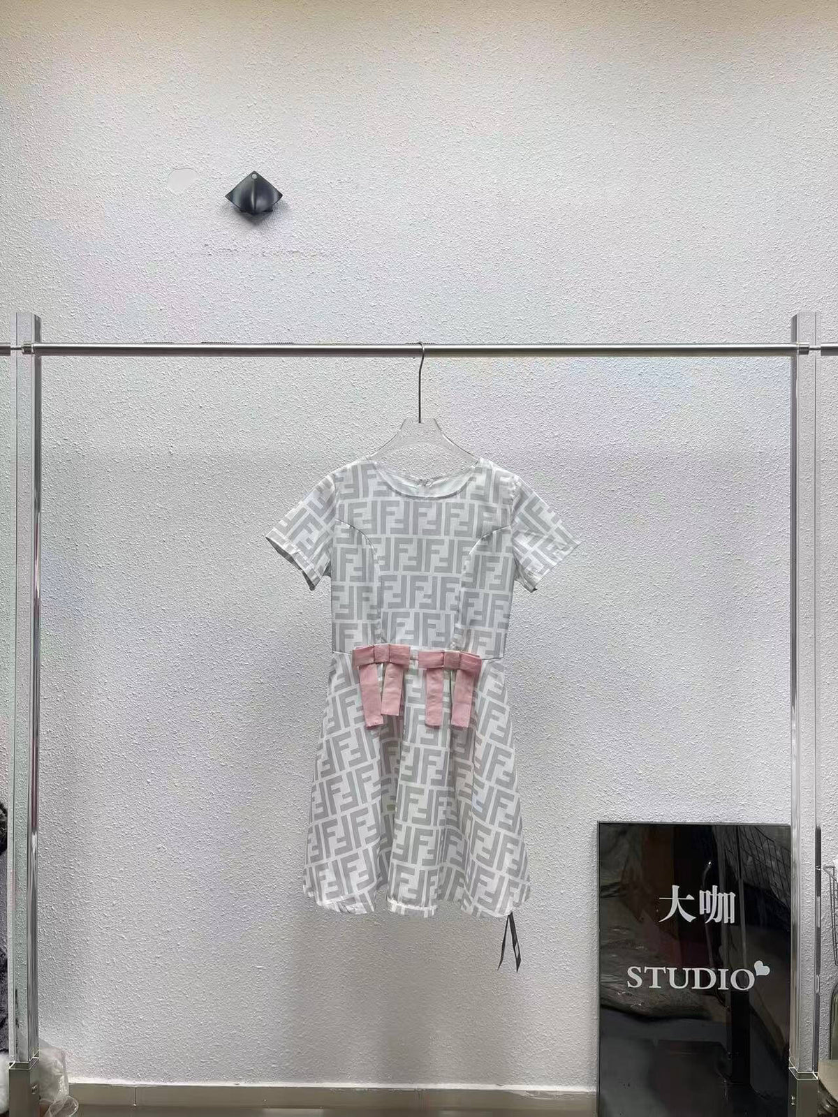 All Over Print Bow Waist Mini Dress