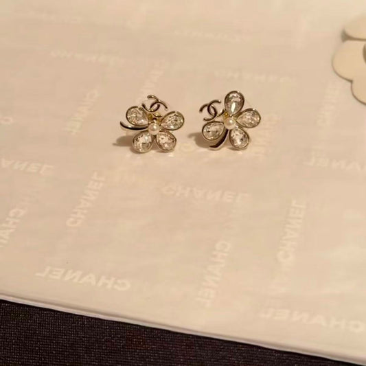 Crystal Four-Leaf Clover Stud Earrings