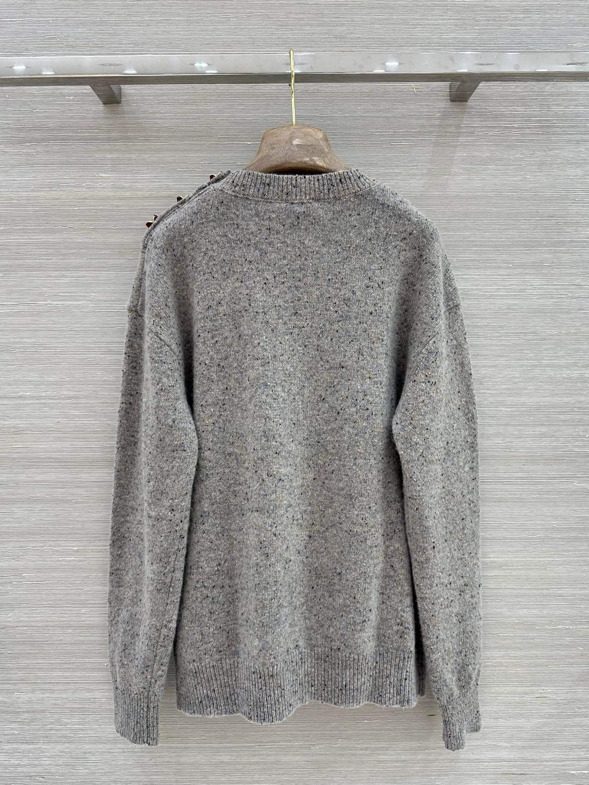 Loose Speckled Heather Crew Neck Knit Top