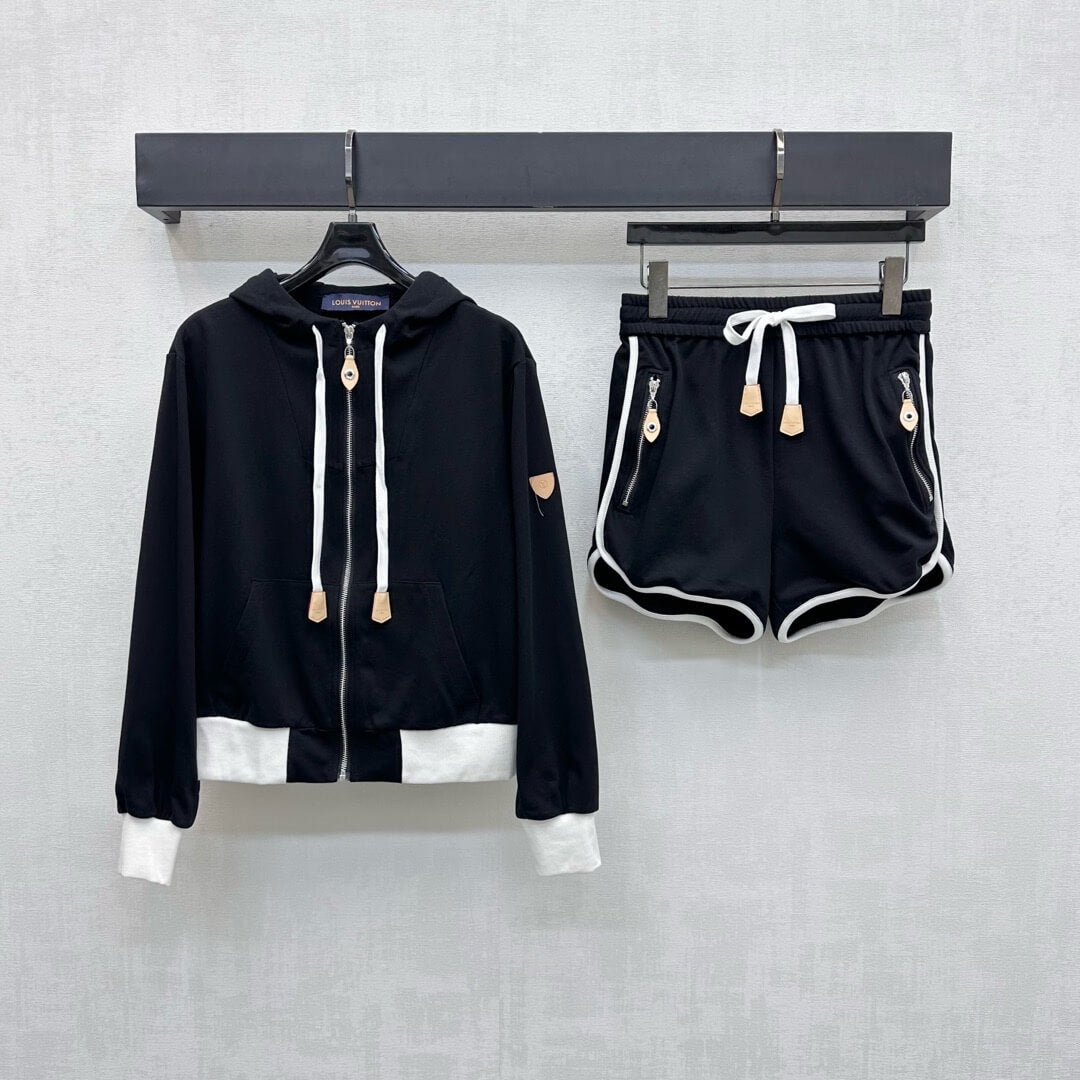 Striped Hoodie Short Set