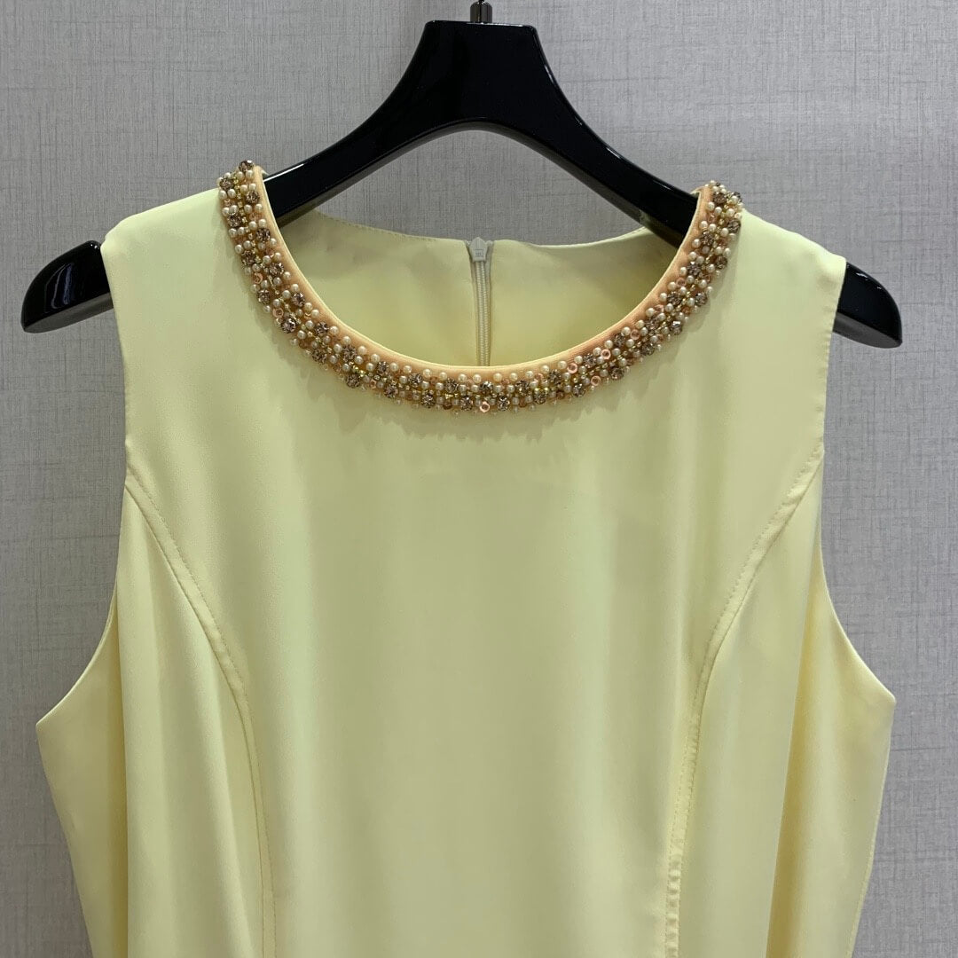 Pale Yellow Elegant Straight Dress