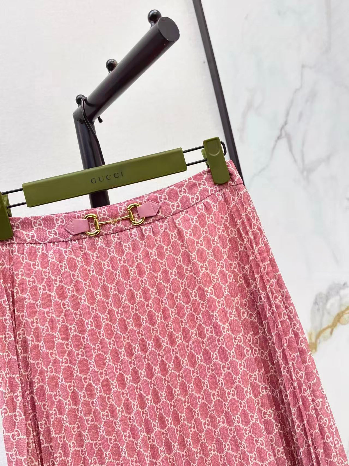 Horsebit Pattern Midi Skirt